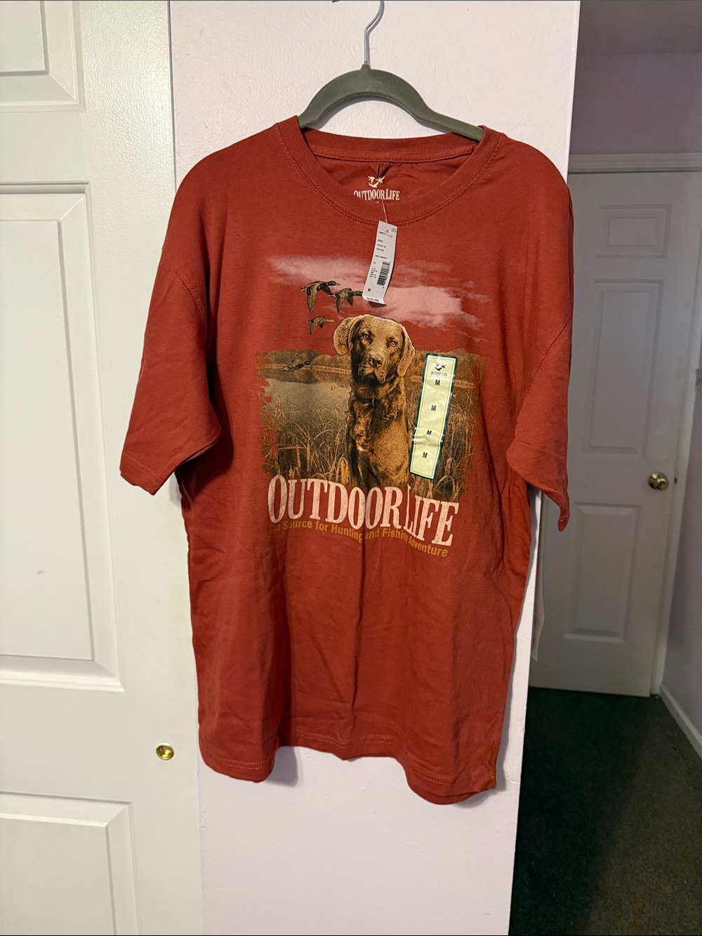 Outdoor Life Men's Rust Short-Sleeve Graphic Tee with Hunting Dog Print